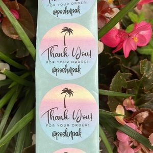 Summer 2024🎉 50 CUSTOM THANK YOU STICKERS with your Closet name-🌴PALM TREE